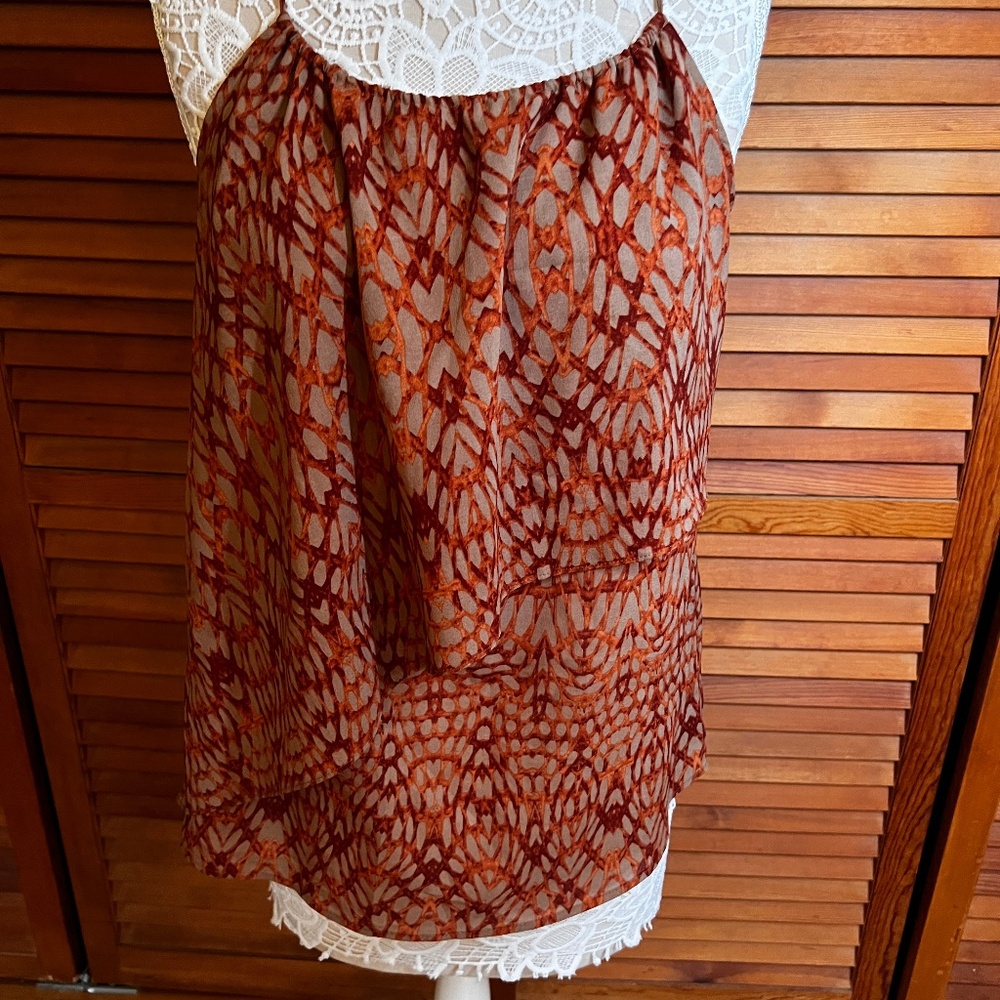 FUN Orange Print Tank Top by Bar III, Size L